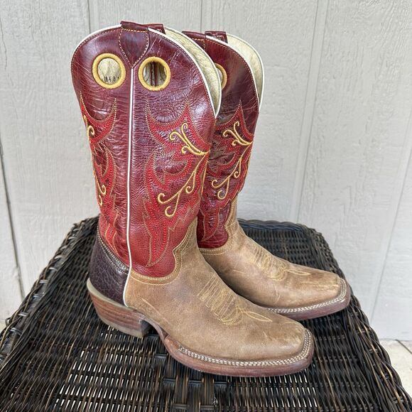 Arango Cowboy Boots Mens Size USA 6 Mex 25 Red Embroidered Western Rodeo - Picture 1 of 12